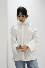 BLOOM - Oversized button down shirt (Pearl) - Modestories