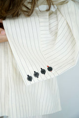 TARA - Tailored Matching Set - White with black stripes - Modestories