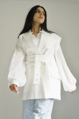 LUNA - Oversized Vest With Belt - Modestories