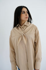 LAMAR - Chemise oversize avec foulard amovible - Beige