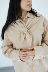 LAMAR - Chemise oversize avec foulard amovible - Beige