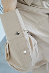 LAMAR - Chemise oversize avec foulard amovible - Beige