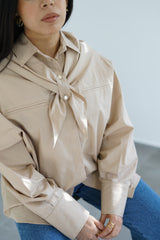 LAMAR - Chemise oversize avec foulard amovible - Beige