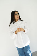 LAMAR - Oversized shirt with removable scarf - White