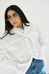 LAMAR - Oversized shirt with removable scarf - White