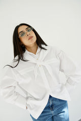 LAMAR - Chemise oversize avec foulard amovible - Blanc