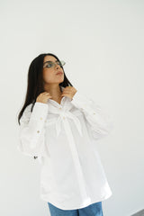 LAMAR - Chemise oversize avec foulard amovible - Blanc