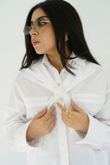 LAMAR - Chemise oversize avec foulard amovible - Blanc