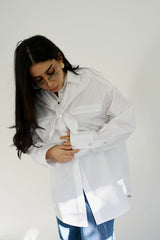 LAMAR - Chemise oversize avec foulard amovible - Blanc