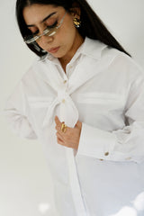 LAMAR - Chemise oversize avec foulard amovible - Blanc