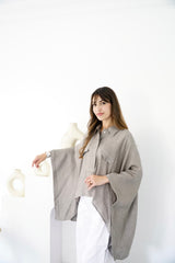 JOURI - CAPE CUT SHIRT - TAUPE
