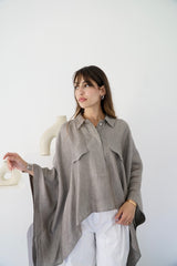 JOURI - CAPE CUT SHIRT - TAUPE