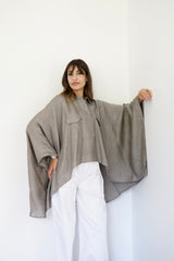 JOURI - CAPE CUT SHIRT - TAUPE