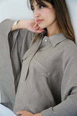 JOURI - CAPE CUT SHIRT - TAUPE