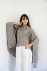 JOURI - CAPE CUT SHIRT - TAUPE