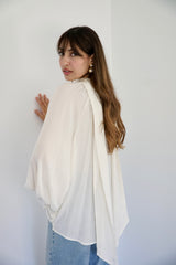 MARA - SHIRT WITH REMOVABLE SCARF - OFF WHITE STRIPED