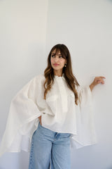 JOURI - CAPE CUT SHIRT - WHITE