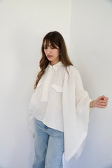 JOURI - CAPE CUT SHIRT - WHITE