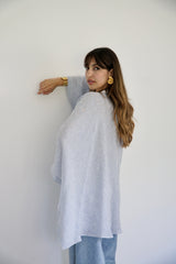 JOURI - CAPE CUT SHIRT - WHITE & BLUE