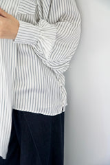 MARA - SHIRT WITH REMOVABLE SCARF - WHITE & DARK GREEN
