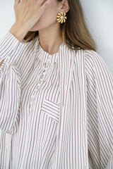 MARA - SHIRT WITH REMOVABLE SCARF - OFF WHITE & BURGUNDY
