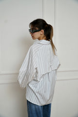 AYLA - Oversized shirt - White with blue stripes