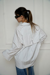 AYLA - Oversized shirt - White with blue stripes