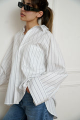 AYLA - Oversized shirt - White with blue stripes