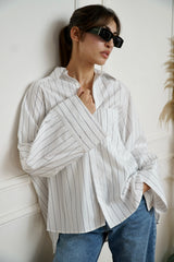 AYLA - Oversized shirt - White with blue stripes