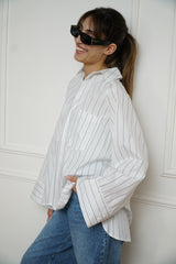 AYLA - Oversized shirt - White with blue stripes