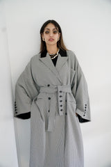 LAYAL - LONG BLAZER COAT - Black & white