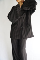 TARA - Tailored Matching Set - Black with White Stripes