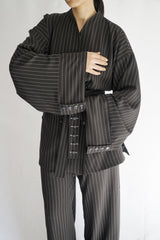 TARA - Tailored Matching Set - Black with White Stripes