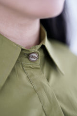 BLOOM - Oversized button down shirt (Olive green)