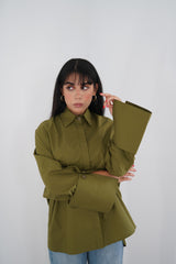 BLOOM - Oversized button down shirt (Olive green)