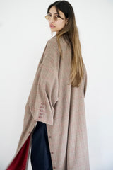 LAYAL - Long blazer coat - Beige & burgundy