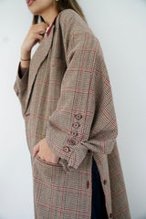 LAYAL - Long blazer coat - Beige & burgundy