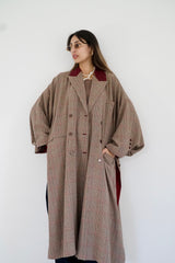 LAYAL - Long blazer coat - Beige & burgundy