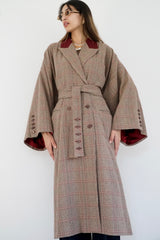 LAYAL - Long blazer coat - Beige & burgundy