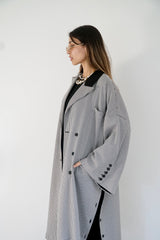 LAYAL - LONG BLAZER COAT - Black & white