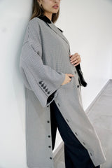 LAYAL - LONG BLAZER COAT - Black & white