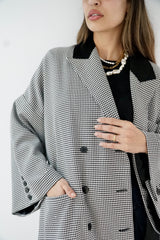 LAYAL - LONG BLAZER COAT - Black & white