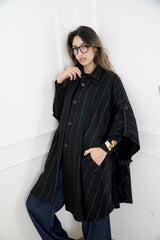 ADA - Cape Trench coat - Black - Modestories