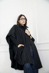 ADA - Cape Trench coat - Black - Modestories