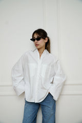 AYLA - Oversized shirt - White - Modestories