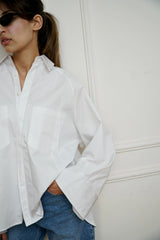 AYLA - Oversized shirt - White - Modestories