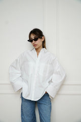 AYLA - Oversized shirt - White - Modestories