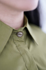 BLOOM - Oversized button down shirt (Olive green) - Modestories
