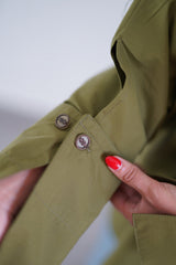 BLOOM - Oversized button down shirt (Olive green) - Modestories