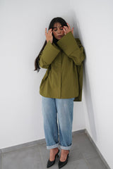 BLOOM - Oversized button down shirt (Olive green) - Modestories